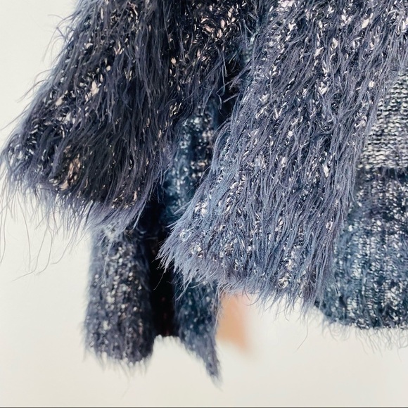 EXPRESS Black White Eyelash Open Front Cardigan XS - Picture 5 of 9